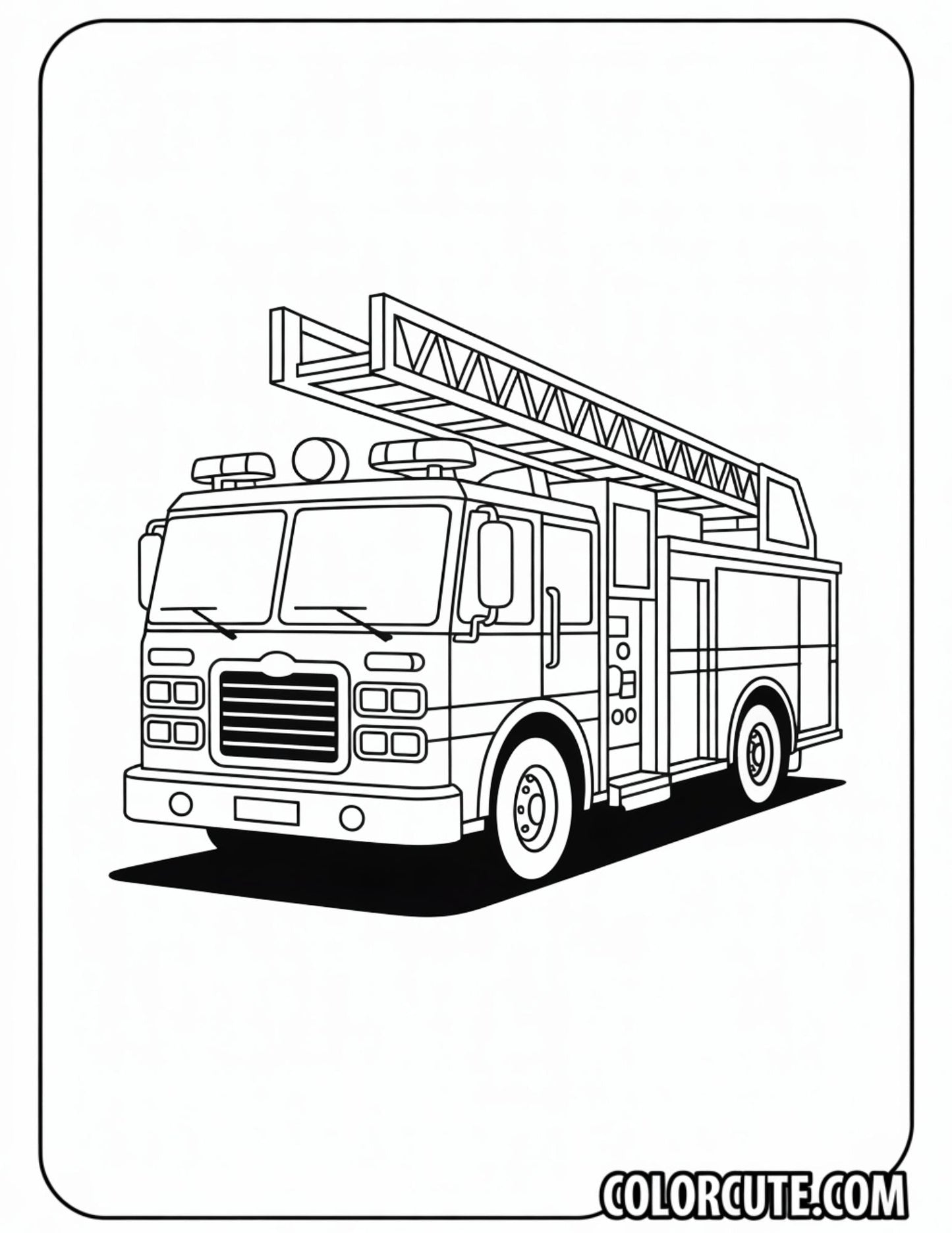 Fire Truck Preschool Coloring Page | Free PDF Printables