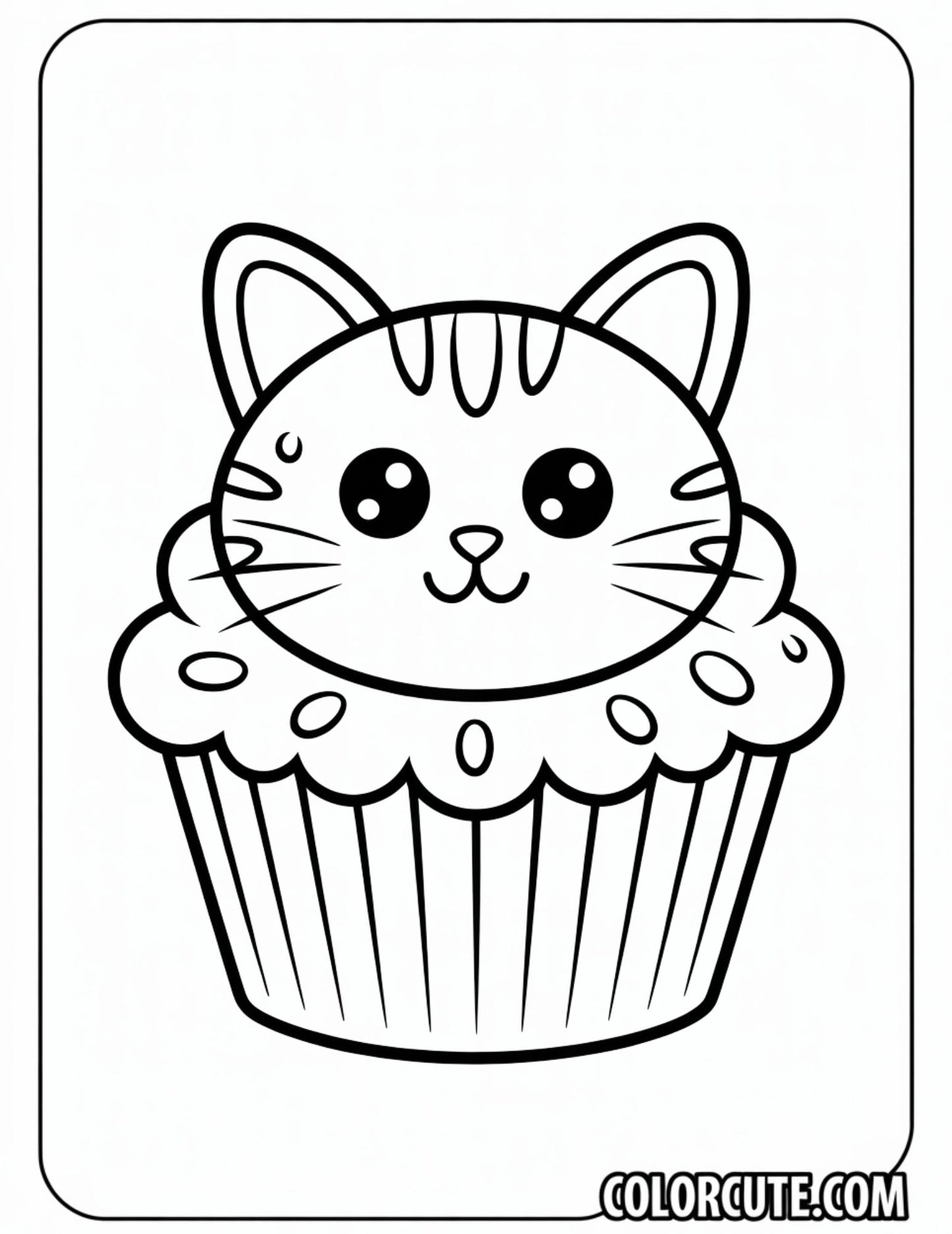 Fun Cat Cupcake Coloring Pages | Free PDF Printables
