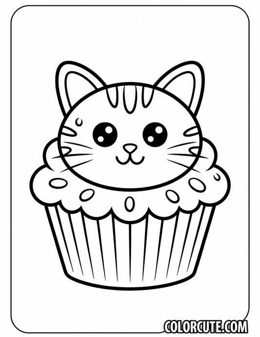 Fun Cat Cupcake Coloring Pages | Free PDF Printables