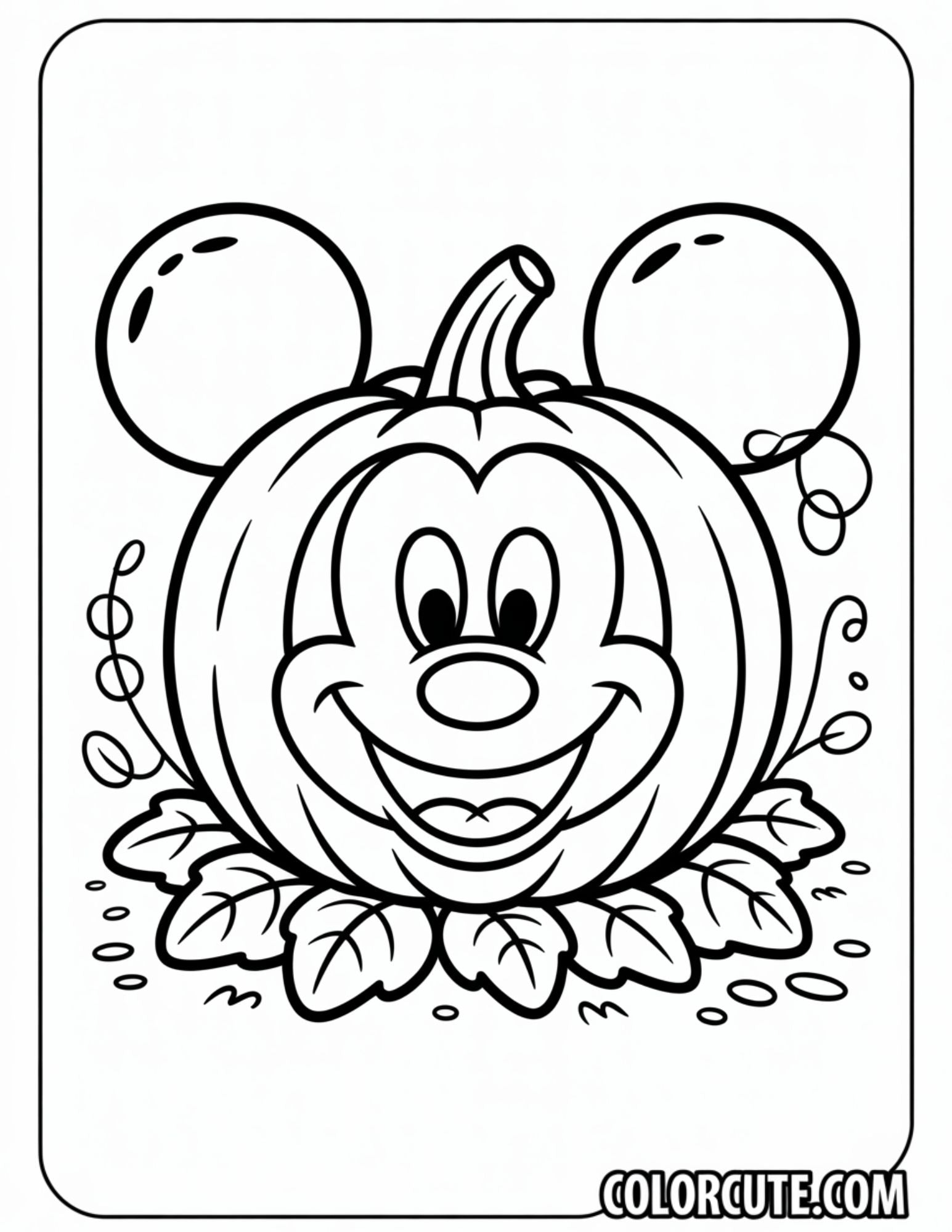 Mickey Pumpkin Coloring Page | Free PDF Printables ??? Color Cute - Free ...