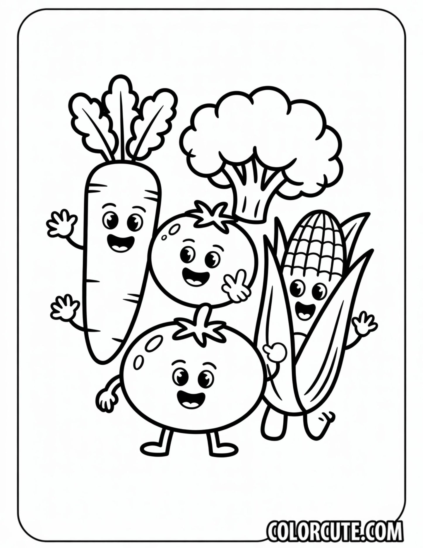 Vegetable Preschool Coloring Pages | Free PDF Printables