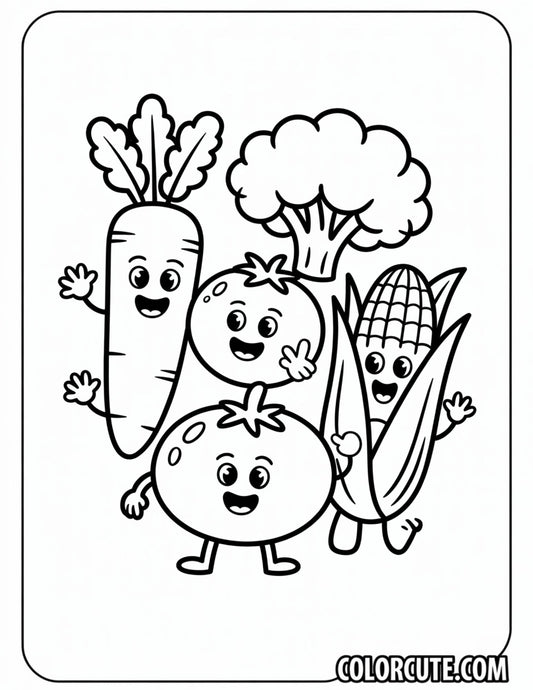 Vegetable Preschool Coloring Pages | Free PDF Printables