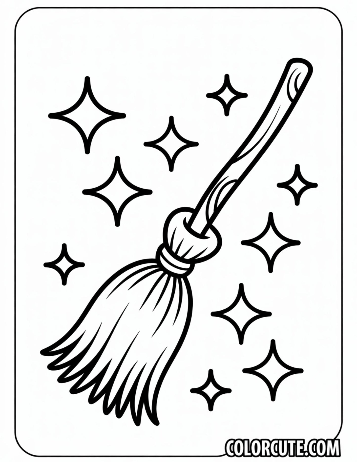 Witch Broom Coloring Pages | Free PDF Printables