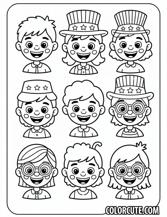 4th of July Smiles Coloring Pages | Free PDF Printables