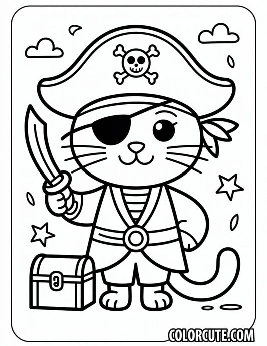 Cat Pirate Costume Coloring Pages | Free PDF Printables