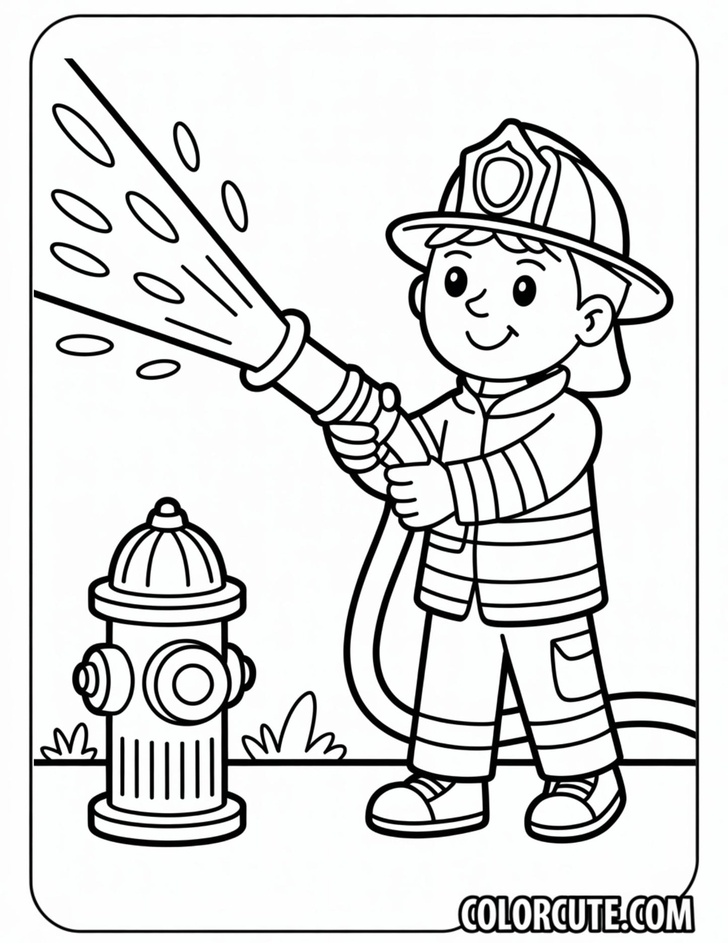 Firefighter Preschool Coloring Page | Free PDF Printables