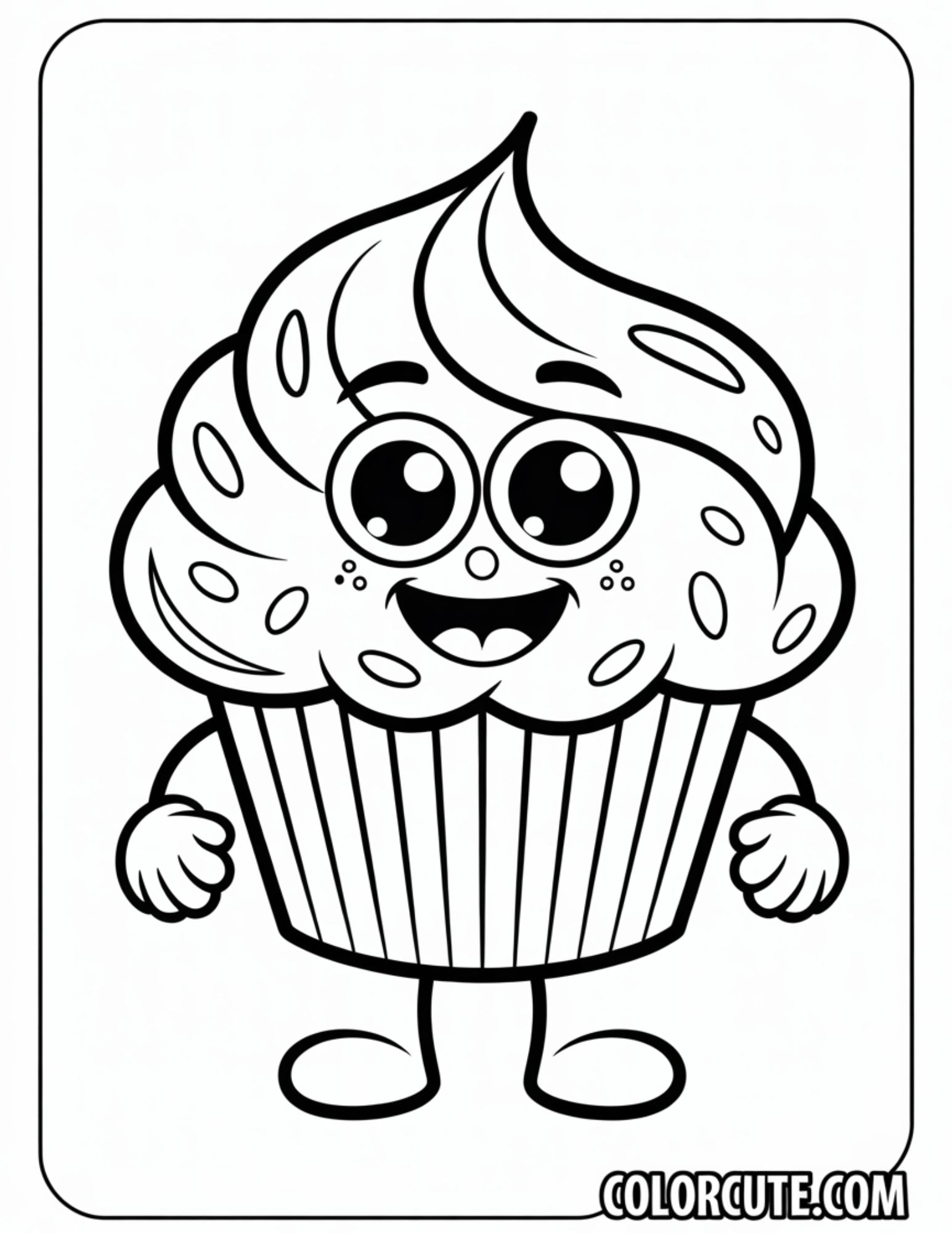 Fun Cartoon Cupcake Coloring Pages | Free PDF Printables – Color Cute ...