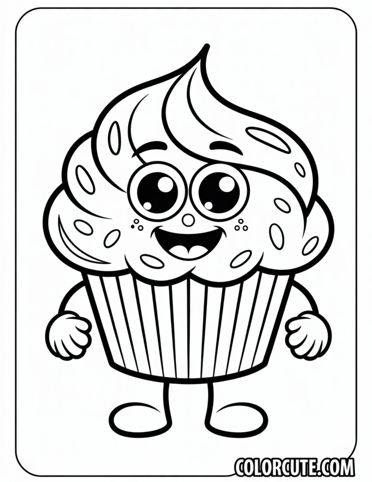 Fun Cartoon Cupcake Coloring Pages | Free PDF Printables
