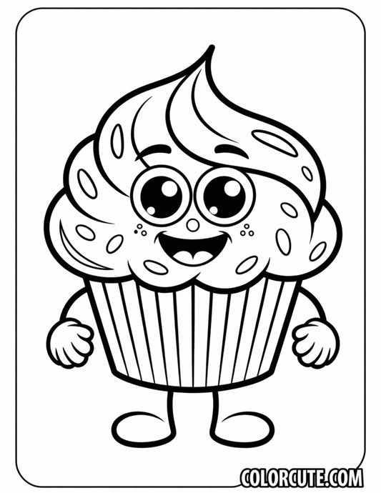 Fun Cartoon Cupcake Coloring Pages | Free PDF Printables