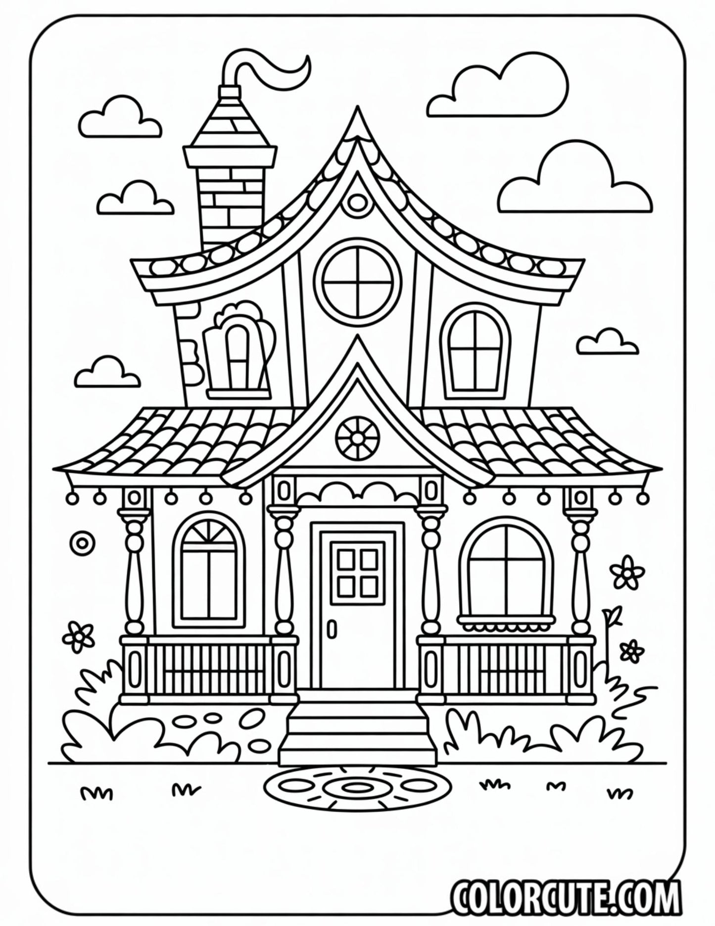 Kindergarten House Coloring Pages | Free PDF Printables