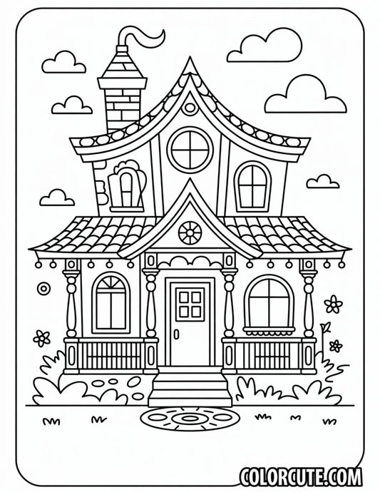 Kindergarten House Coloring Pages | Free PDF Printables