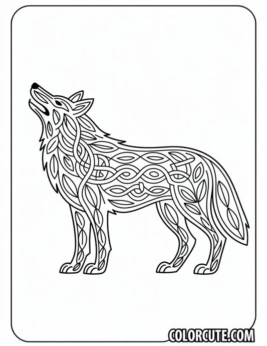 Pattern Wolf Coloring Page | Free PDF Printables