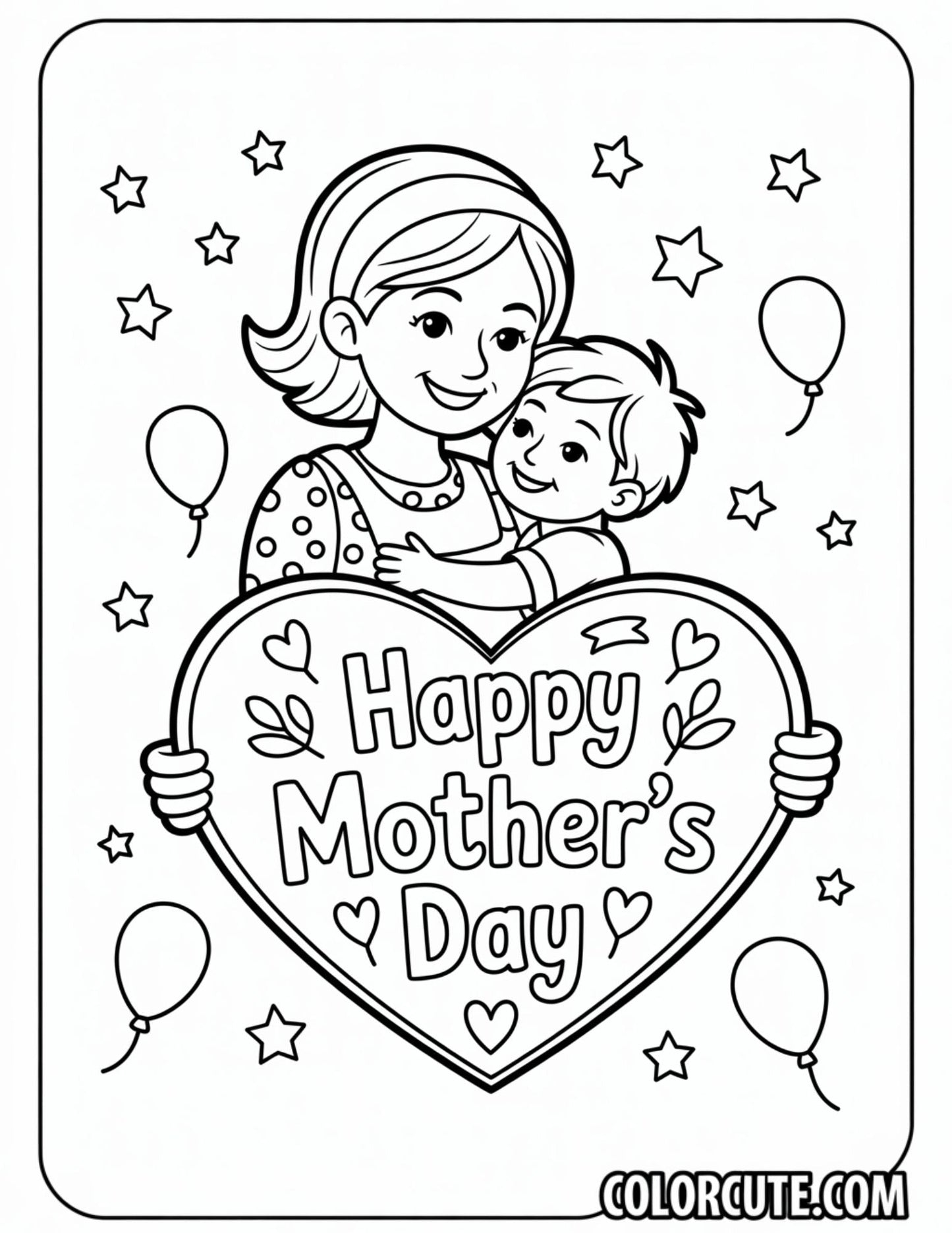 Simple Mothers Day Coloring Pages Free PDF Printables