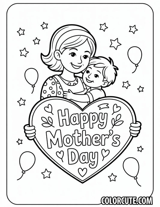 Simple Mothers Day Coloring Pages Free PDF Printables