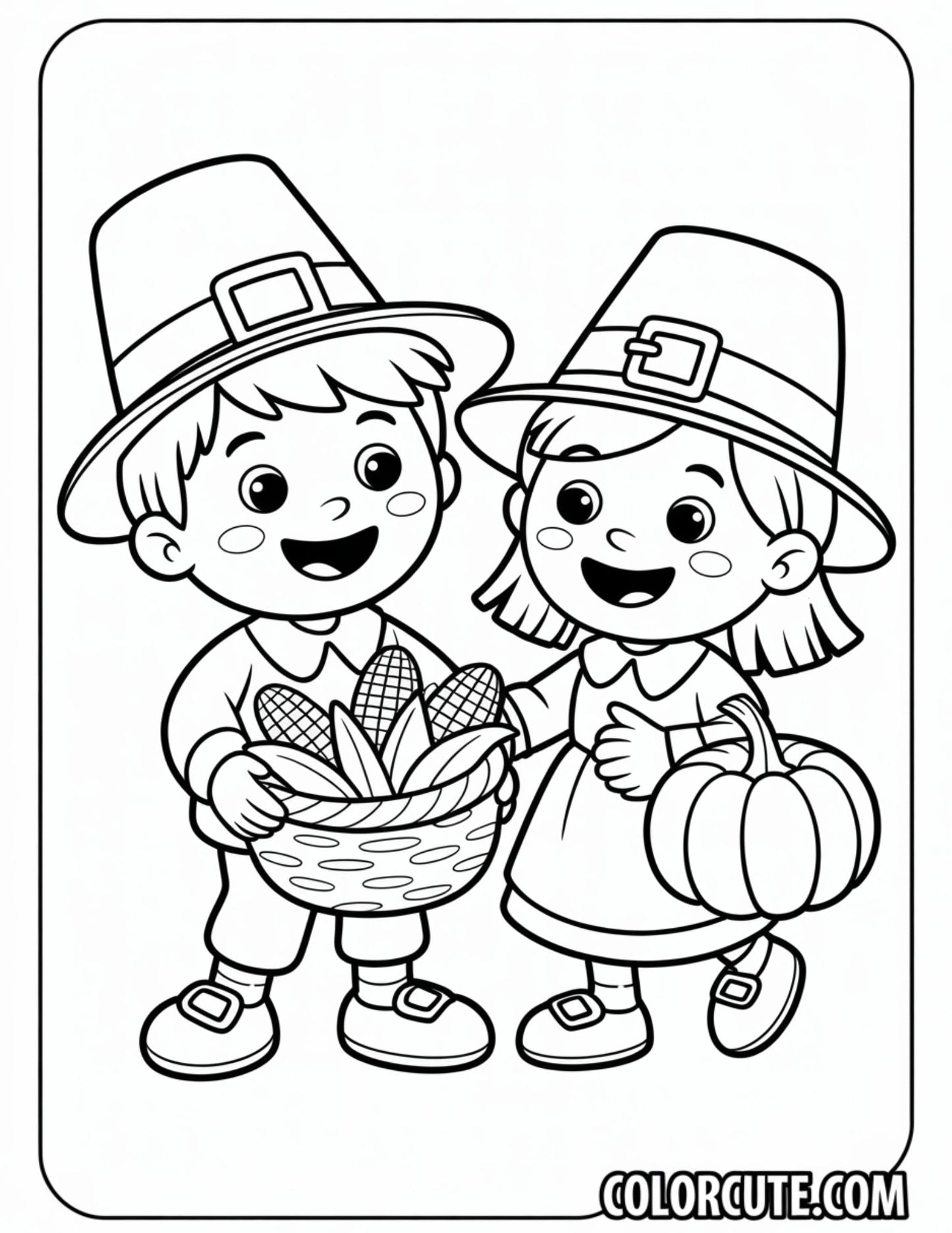 Cool Thanksgiving Pilgrim Coloring Pages | Free PDF Printables