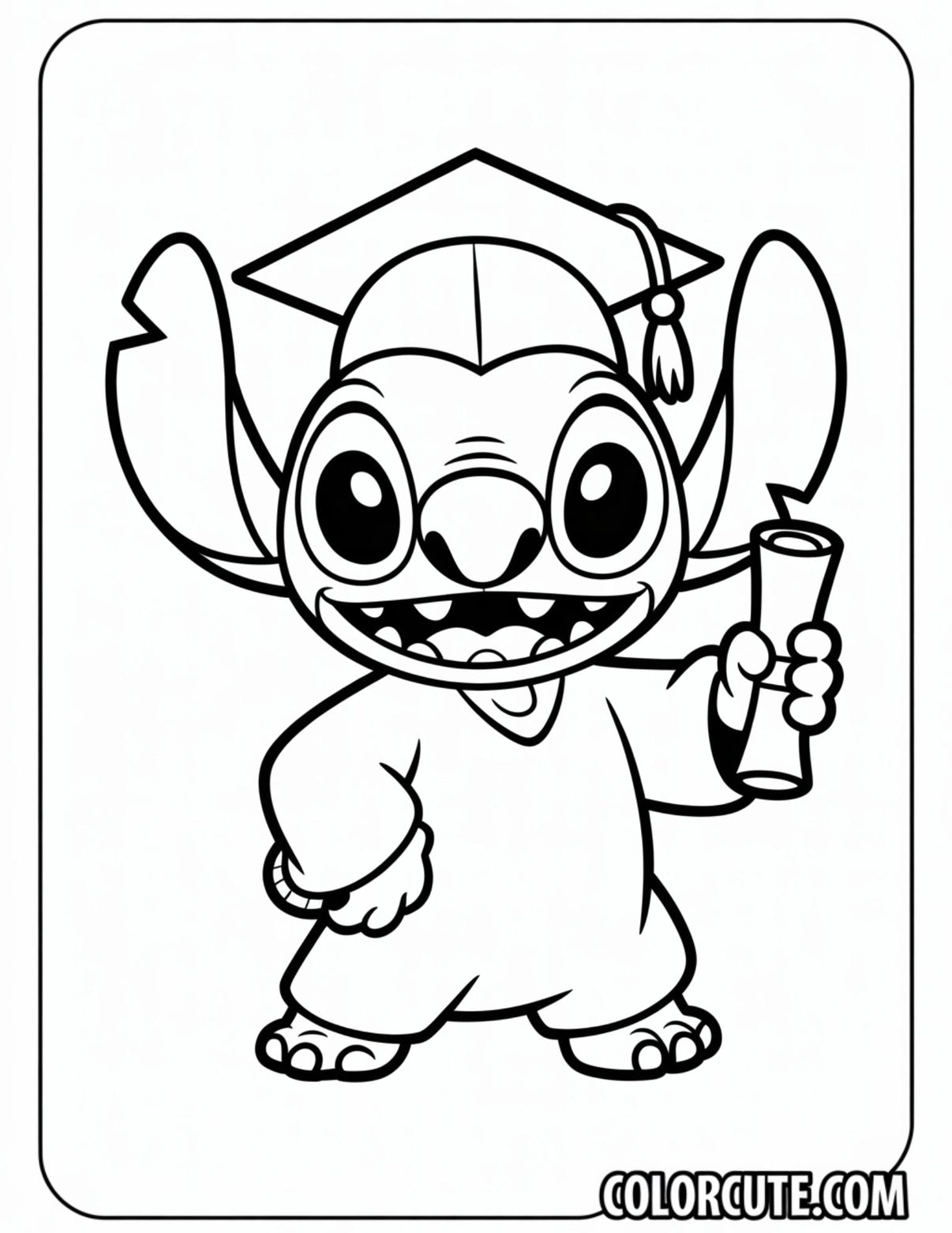 Graduation Stitch Coloring Page | Free PDF Printables – Color Cute ...