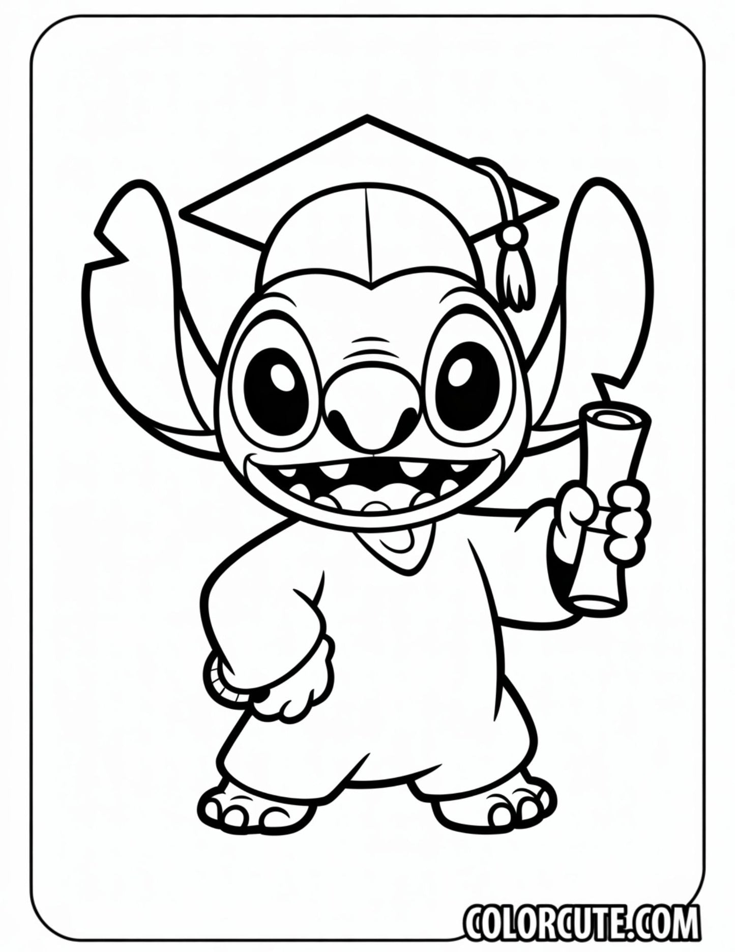 Graduation Stitch Coloring Page | Free PDF Printables