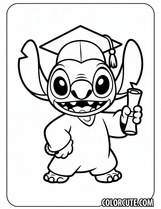 Graduation Stitch Coloring Page | Free PDF Printables