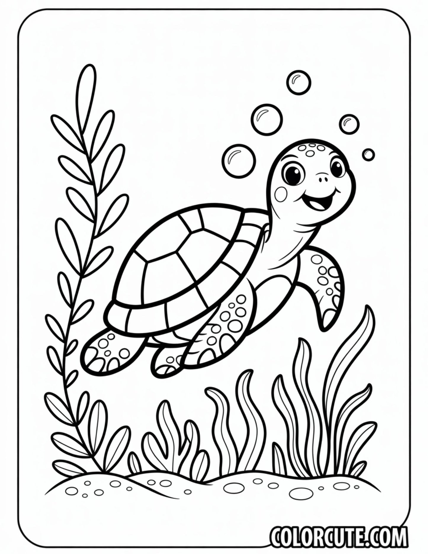 Underwater Turtle Coloring Pages | Free PDF Printables