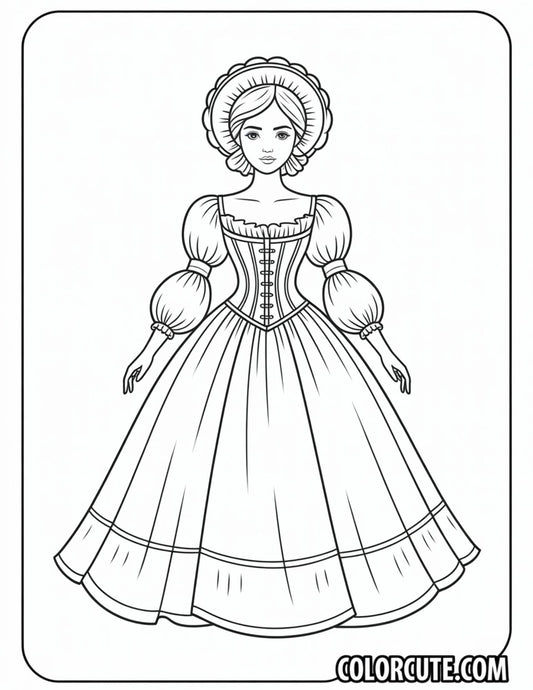 Victorian Fashion Girl Coloring Pages | Free PDF Printables