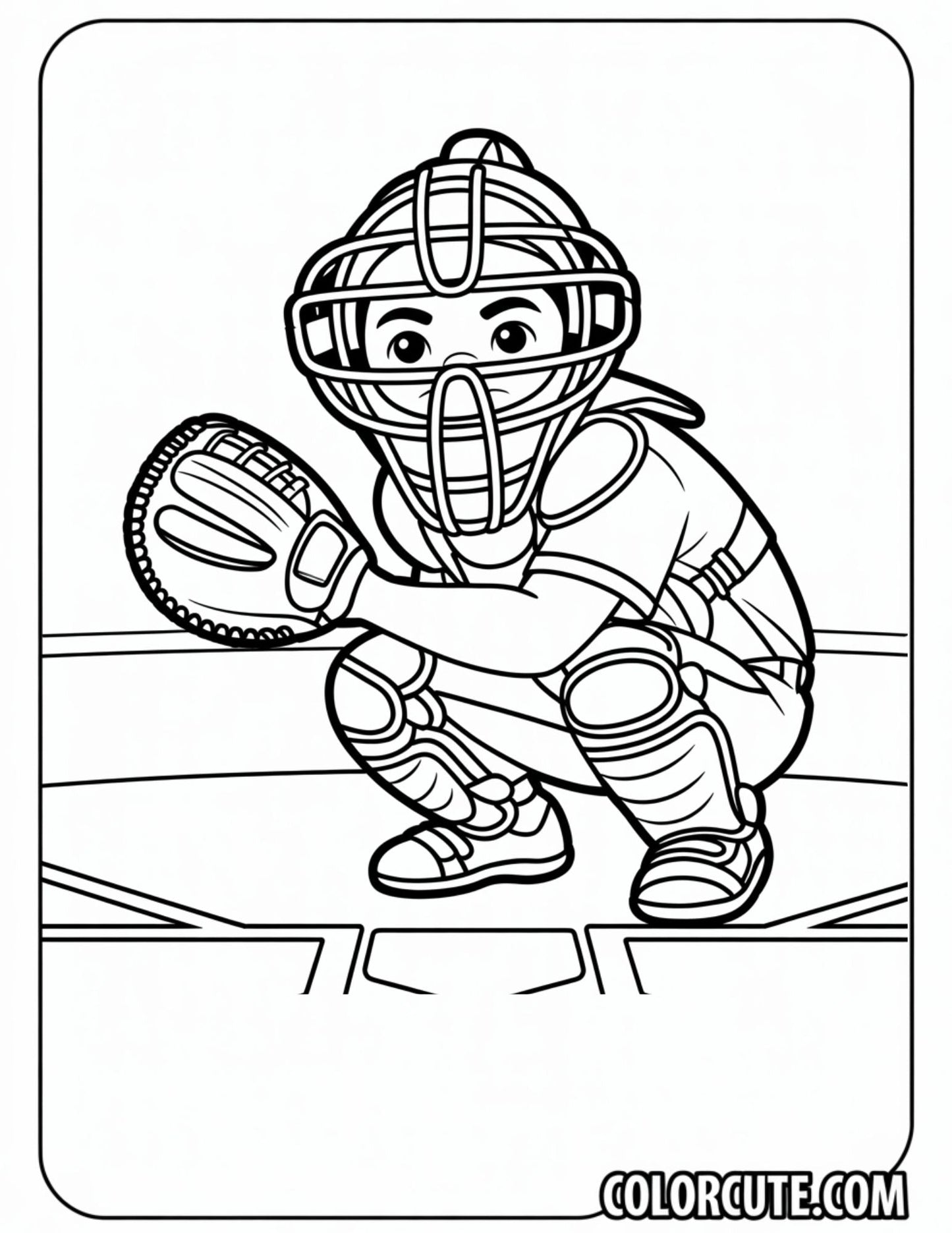 Baseball Catcher Coloring Pages | Free PDF Printables