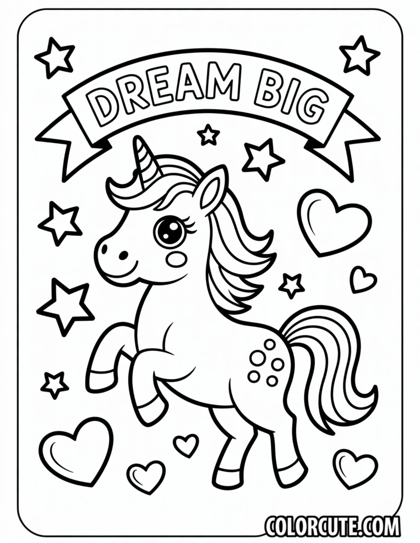 Dream Big Unicorn Coloring Pages | Free PDF Printables