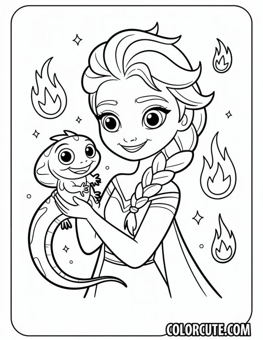 Elsa and Bruni Coloring Pages | Free PDF Printables
