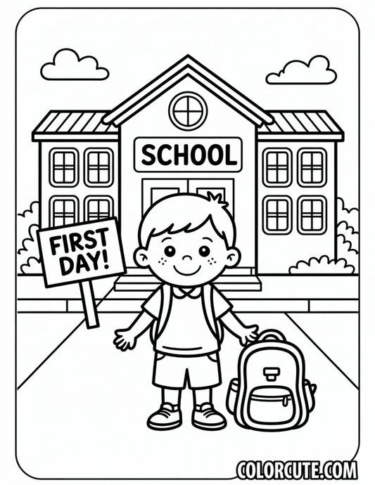 First Day Preschool Coloring Page | Free PDF Printables