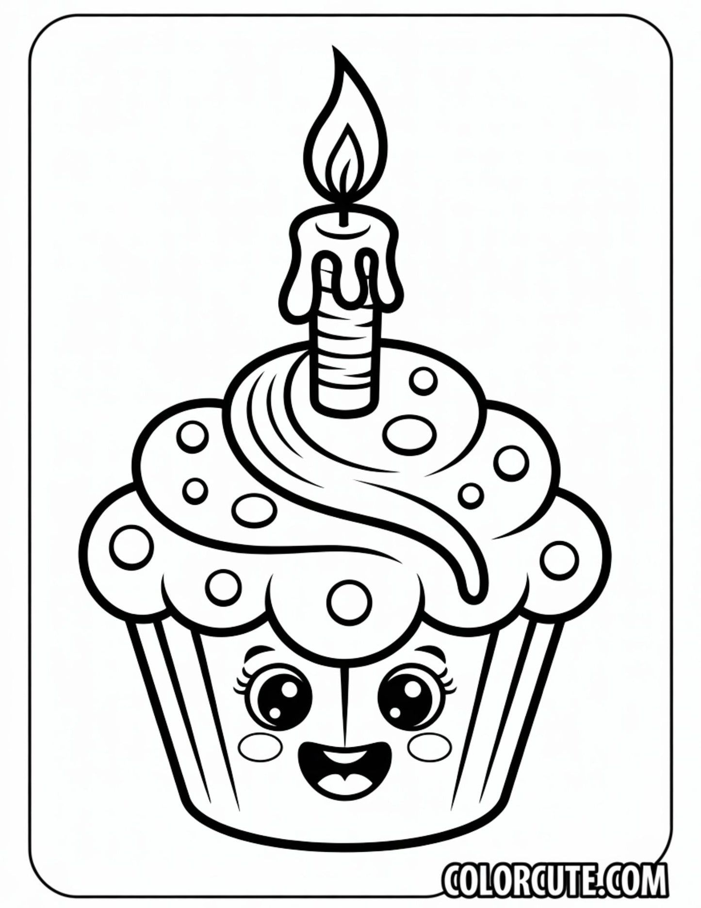 Fun Candle Cupcake Coloring Pages | Free PDF Printables