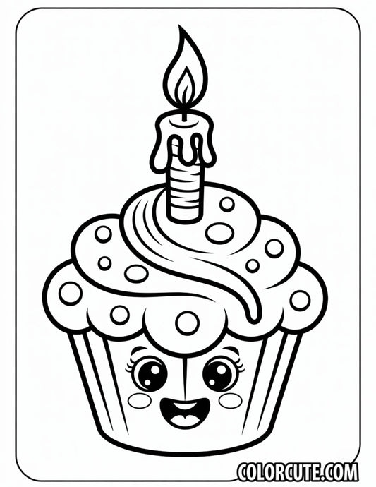 Fun Candle Cupcake Coloring Pages | Free PDF Printables
