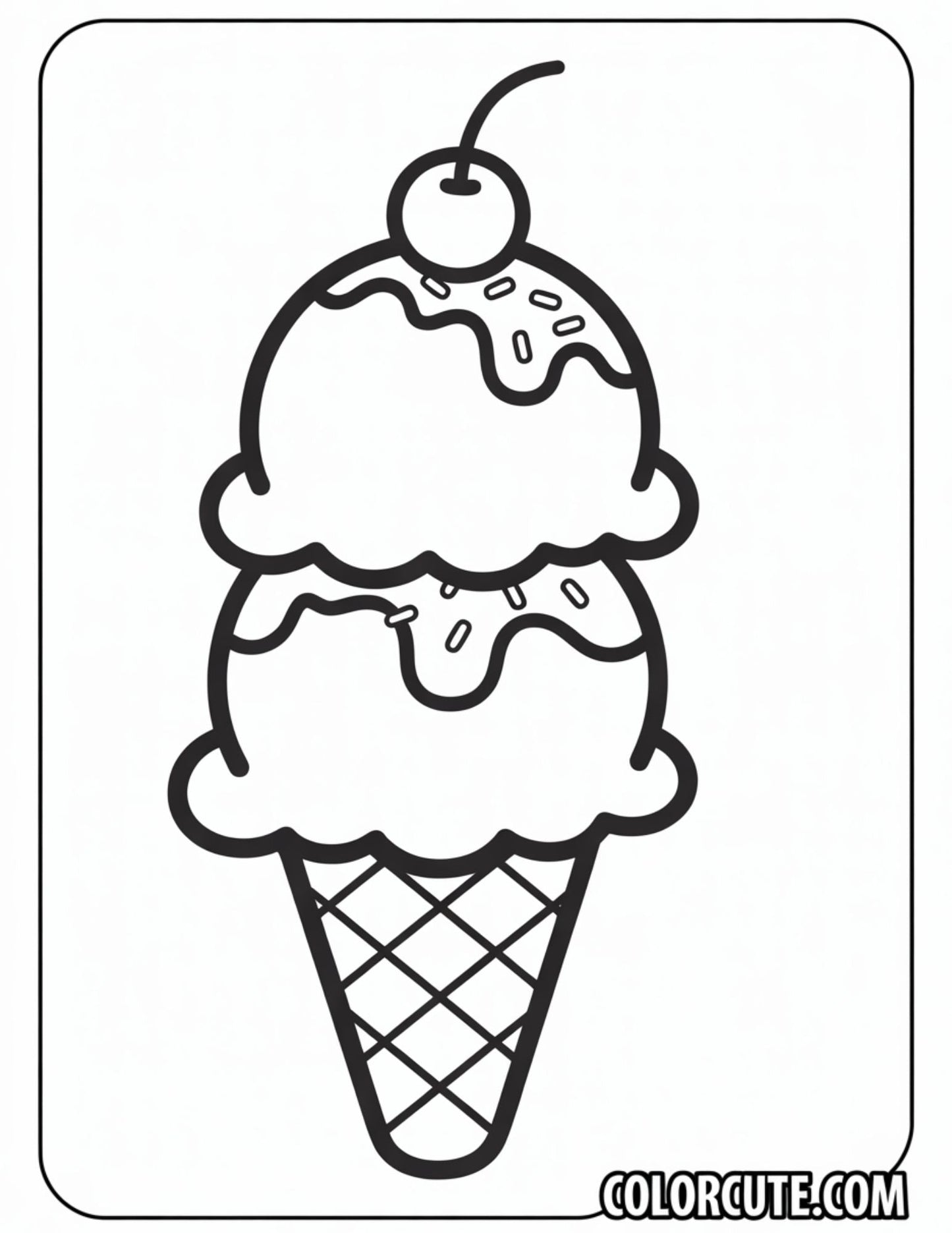 Ice Cream Cone Summer Coloring Pages | Free PDF Printables