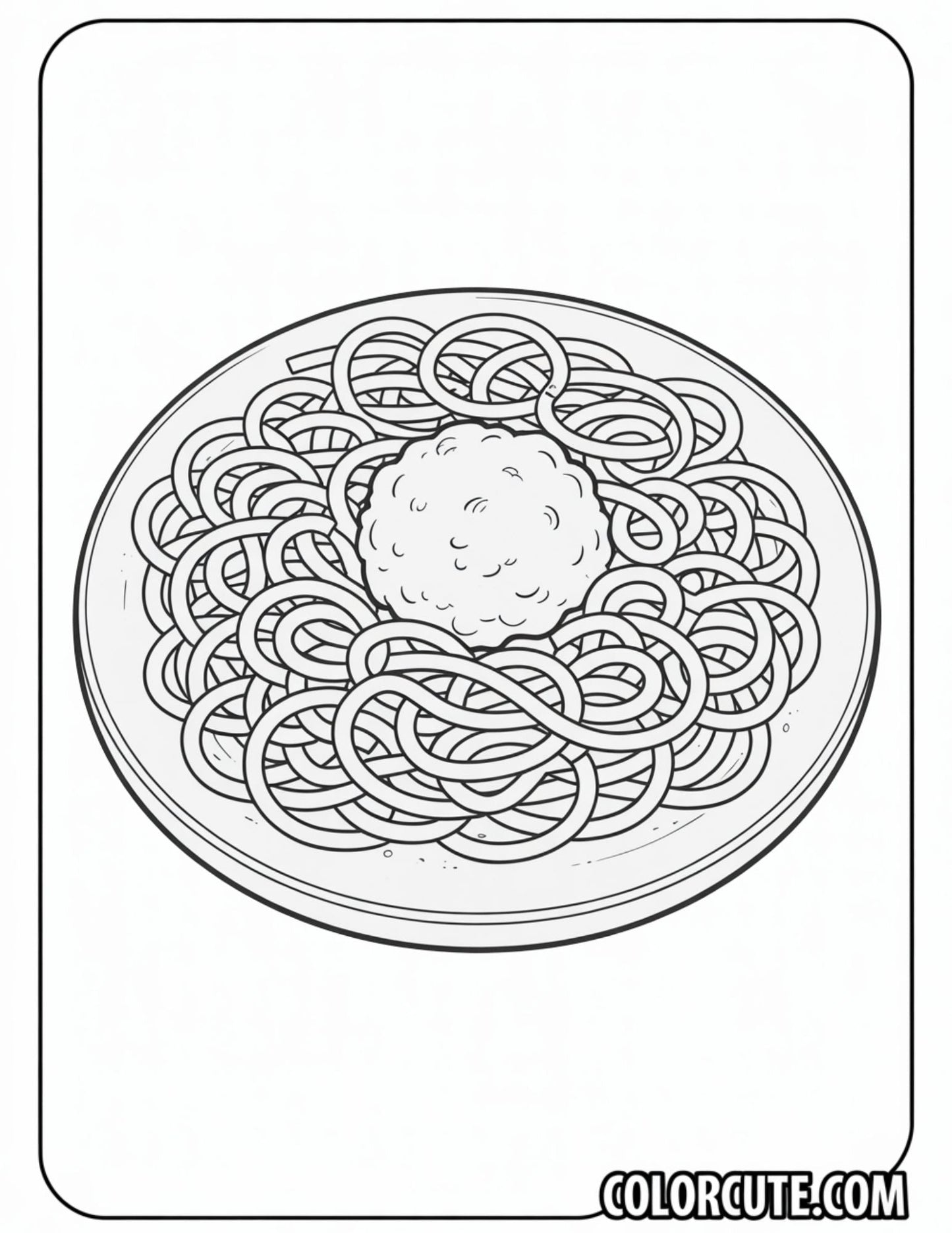 Spaghetti Coloring Page | Free PDF Printables