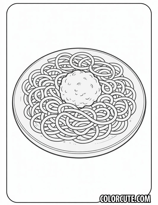 Spaghetti Coloring Page | Free PDF Printables