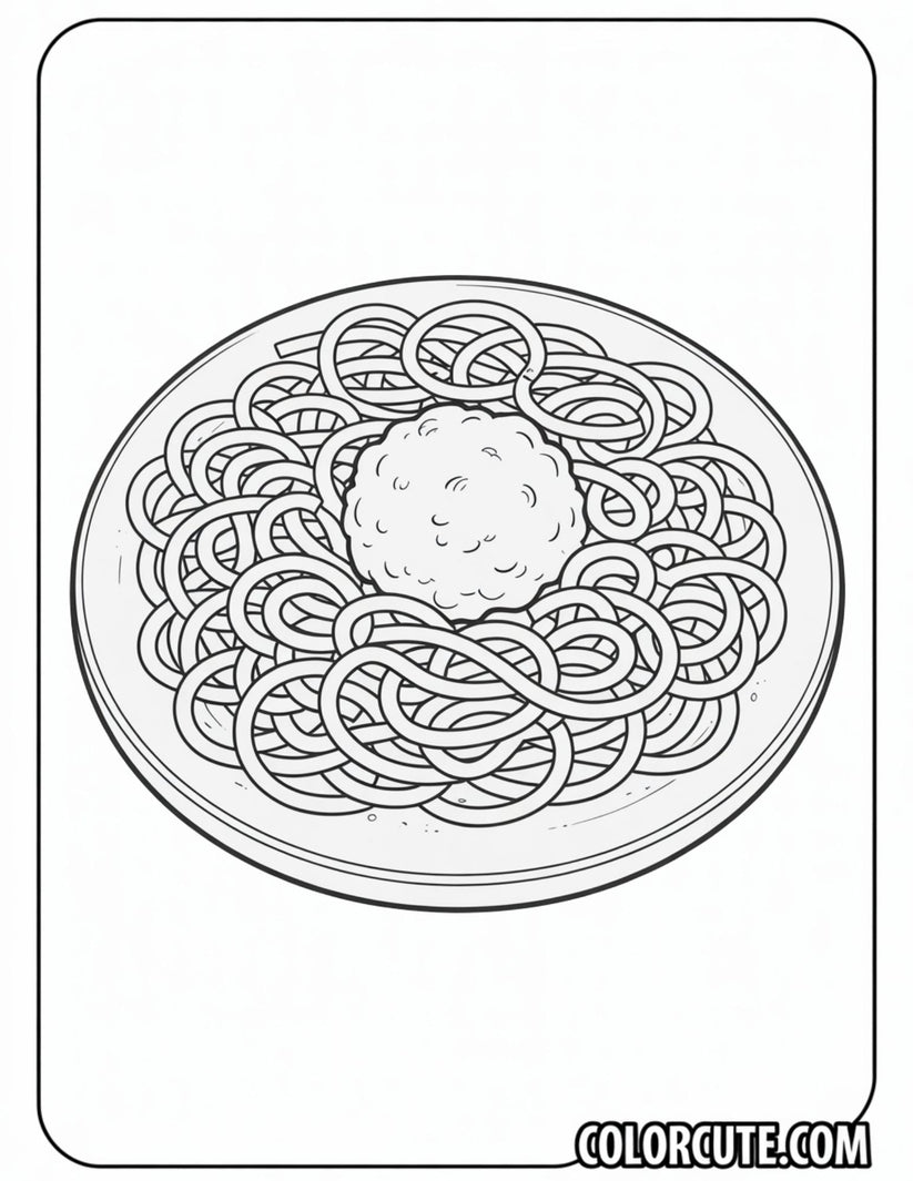 Spaghetti Coloring Page Free PDF Printables Color Cute Free
