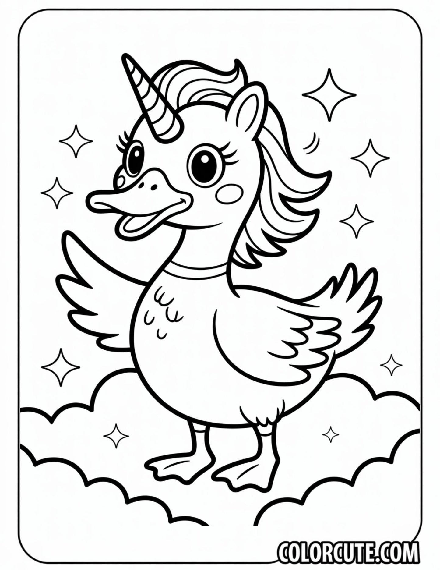 Unicorn Duck Coloring Page | Free PDF Printables
