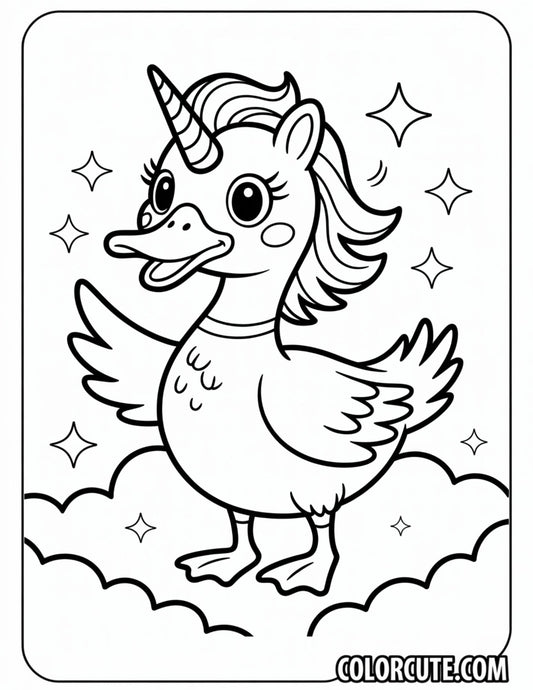 Unicorn Duck Coloring Page | Free PDF Printables