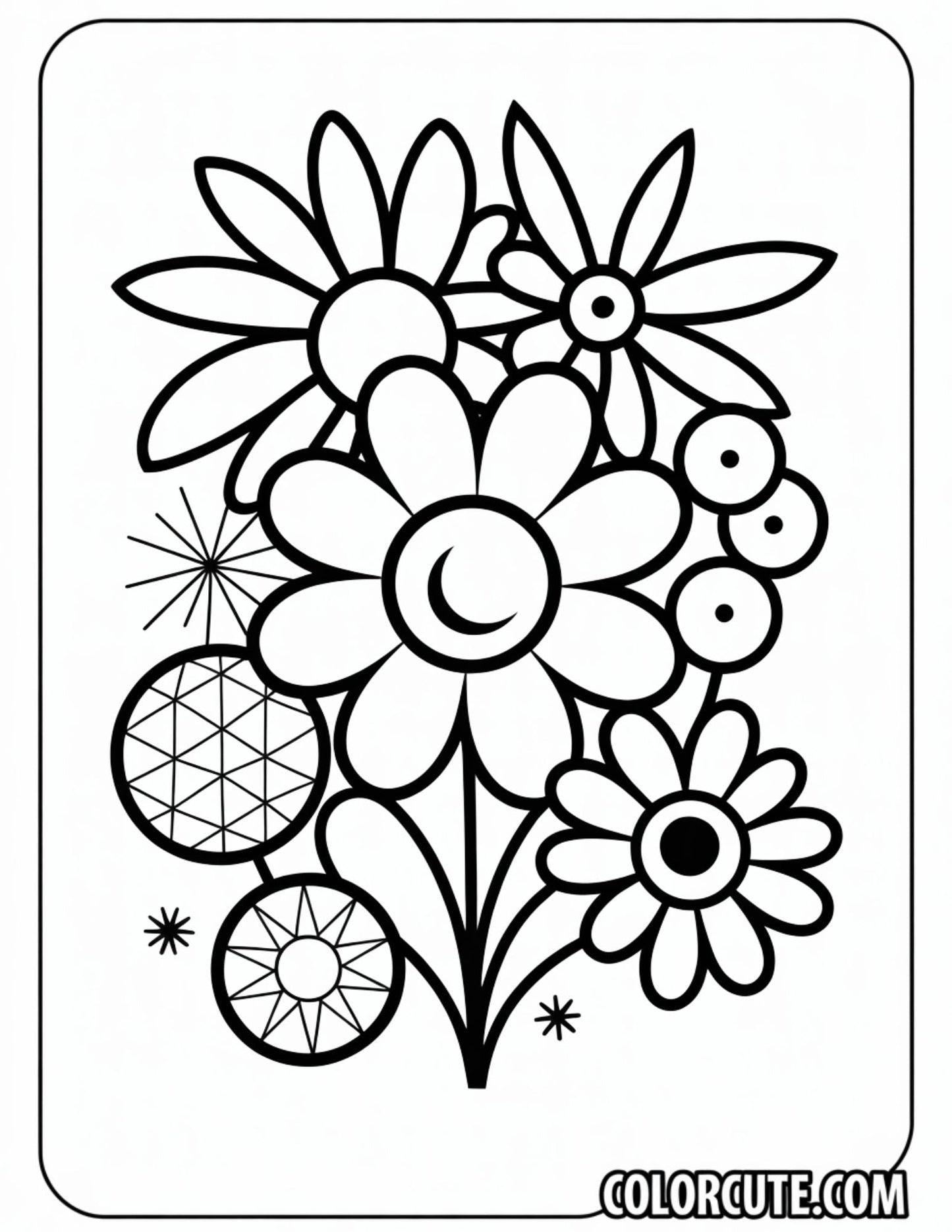 Aesthetic Bold and Easy Coloring Pages | Free PDF Printables
