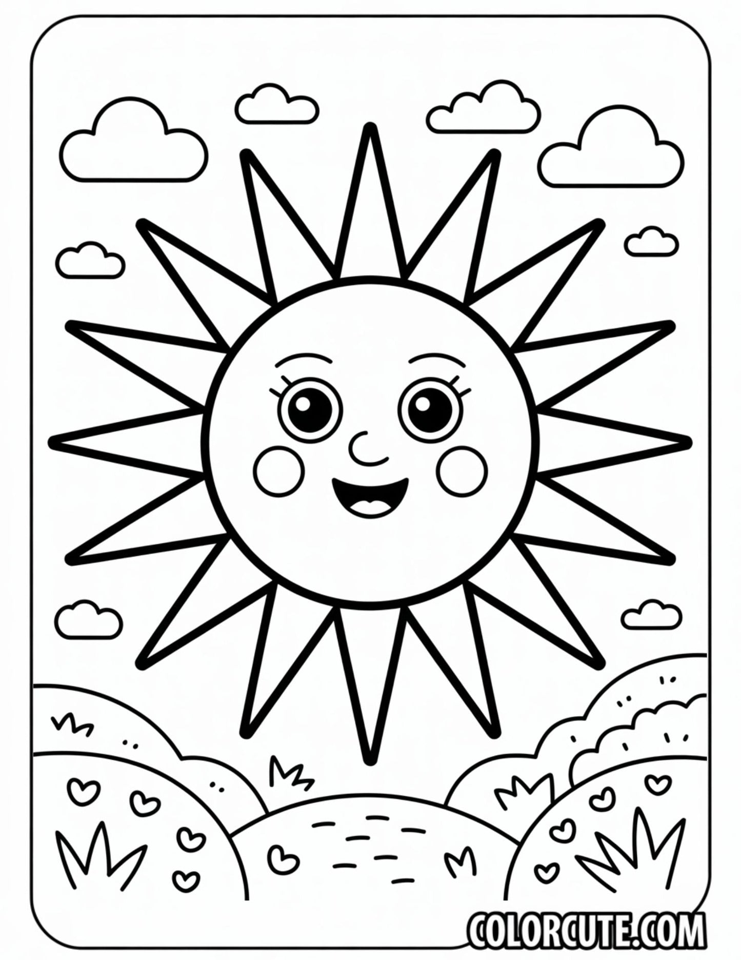Big Sun Coloring Page | Free PDF Printables