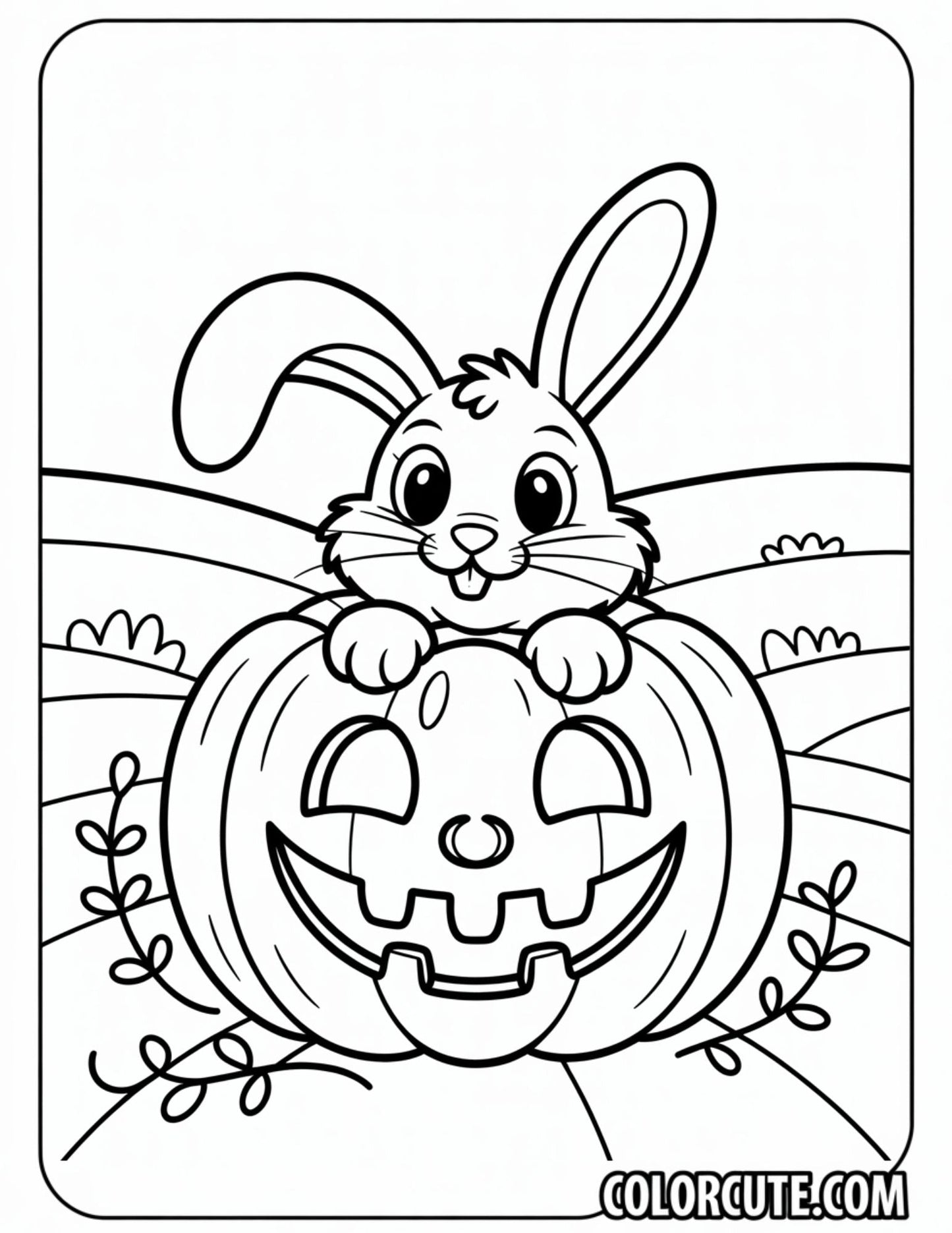 Cute Bunny Halloween Coloring Page | Free PDF Printables