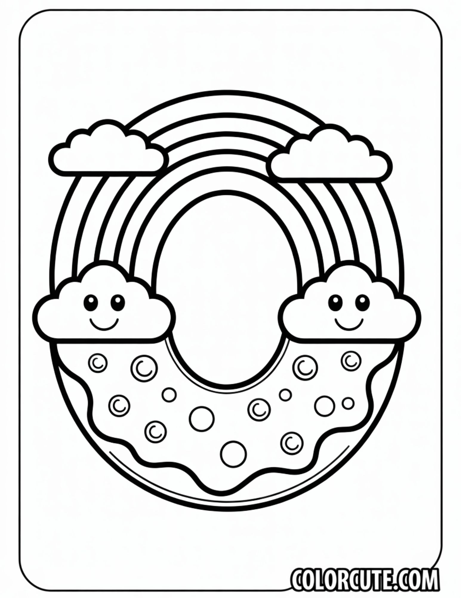 Rainbow Donut Coloring Pages Free Printable – Color Cute - Free ...