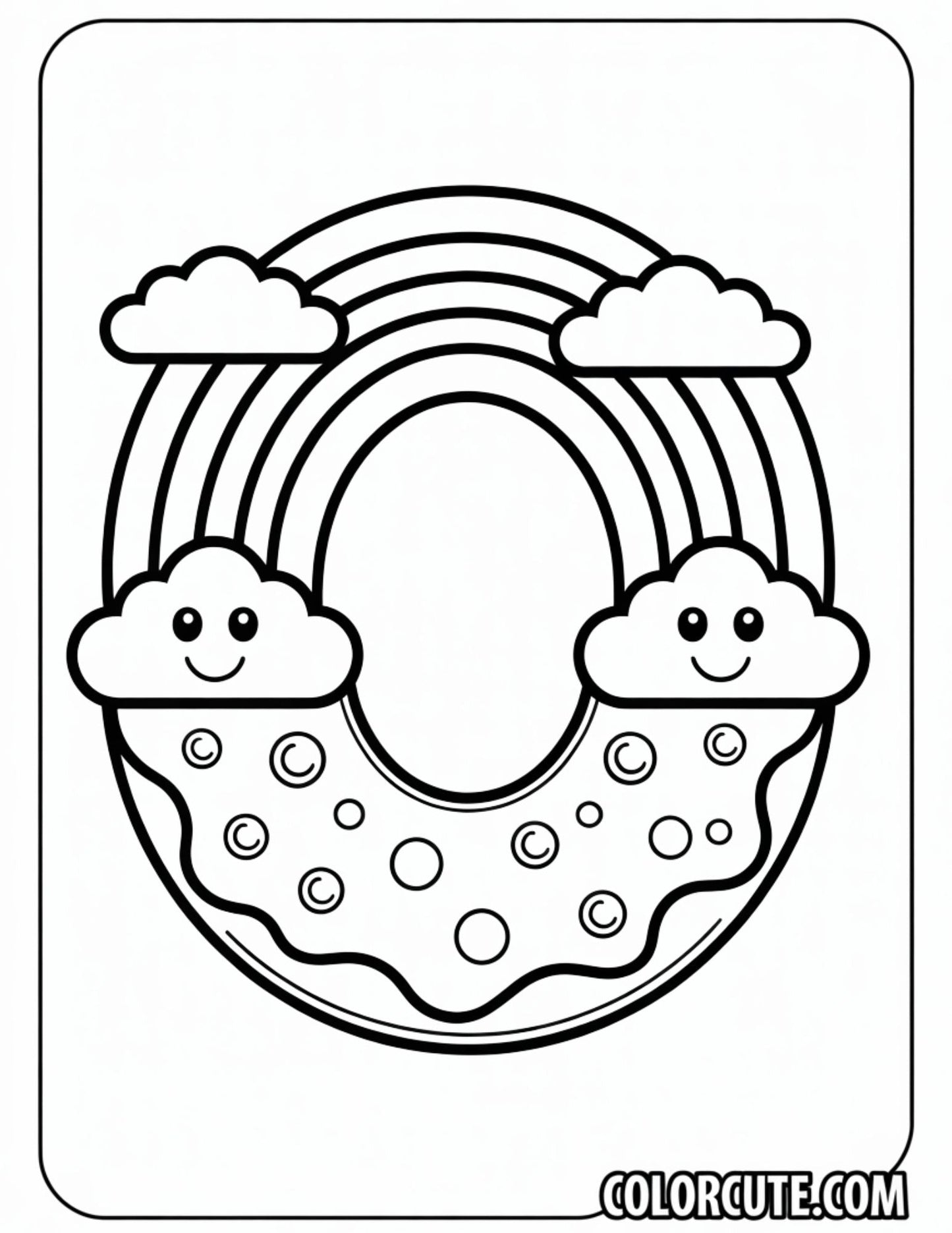 Rainbow Donut Coloring Pages Free Printable