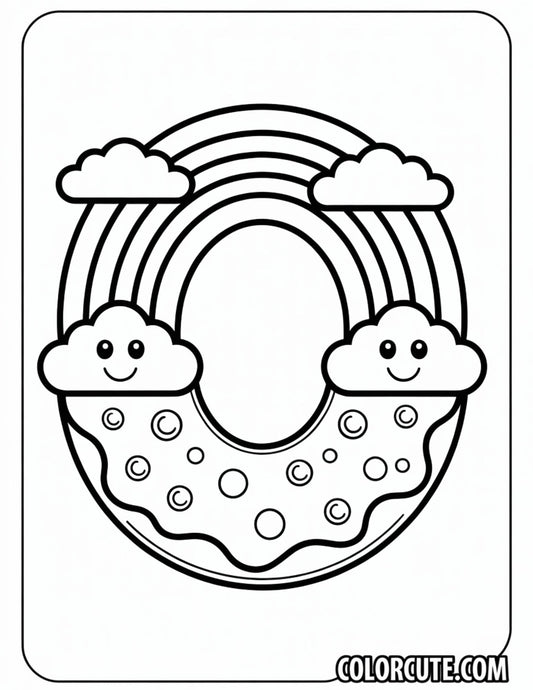 Rainbow Donut Coloring Pages Free Printable