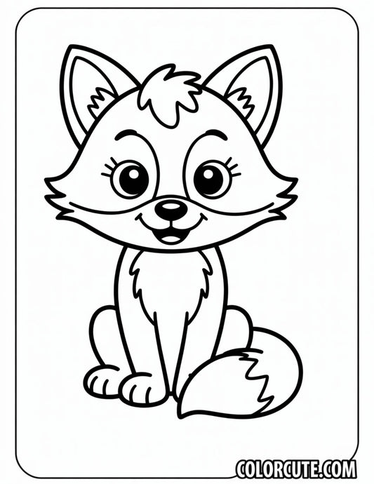 Sitting Smiling Fox Coloring Pages | Free PDF Printables