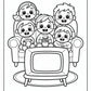 Watching TV Cozy Friends Coloring Pages | Free PDF Printables