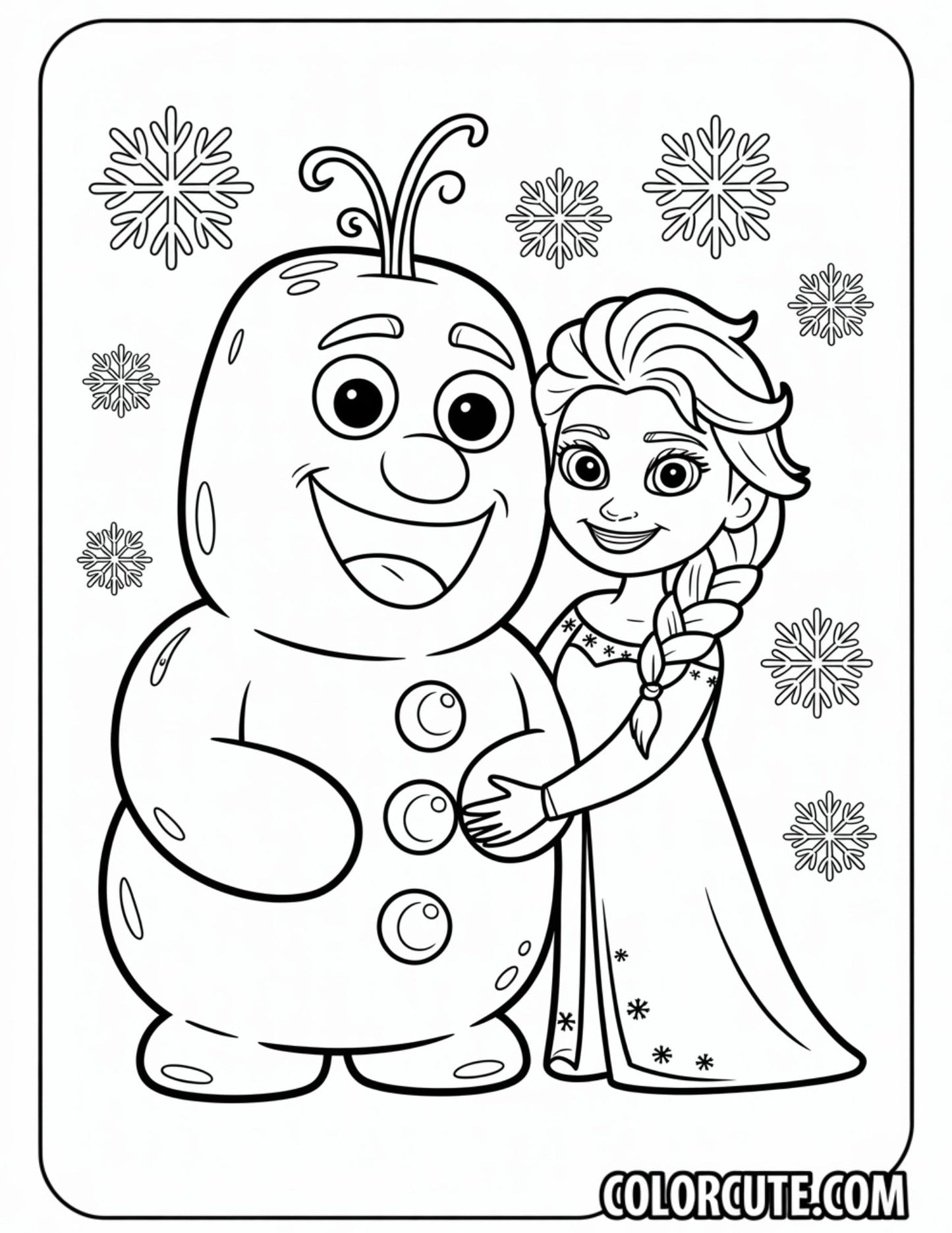 Elsa and Marshmallow Coloring Pages | Free PDF Printables