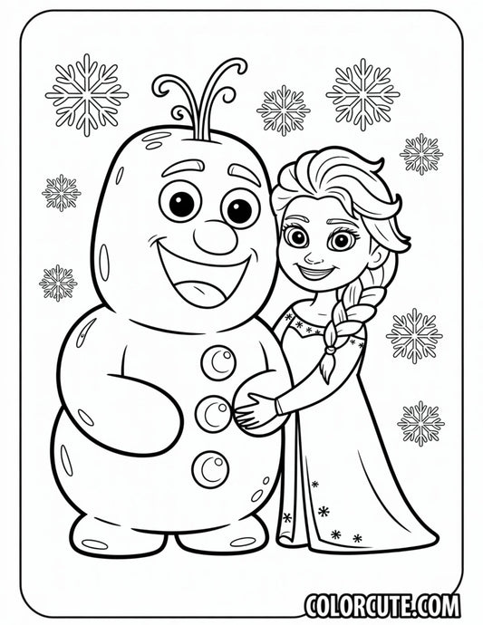 Elsa and Marshmallow Coloring Pages | Free PDF Printables