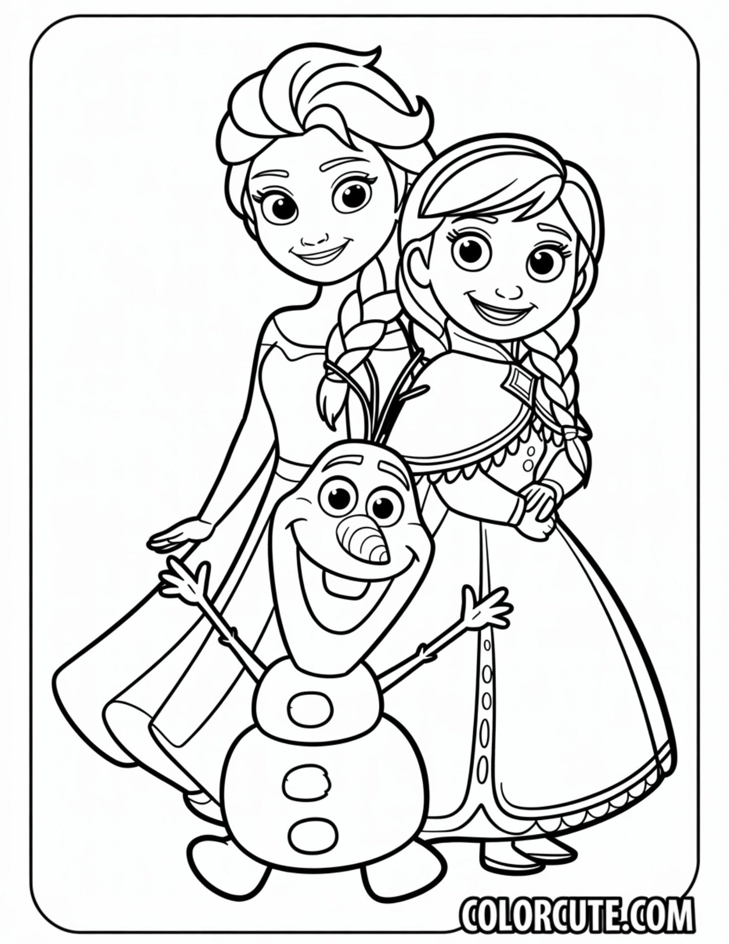 Frozen Hugging Family Coloring Pages | Free PDF Printables