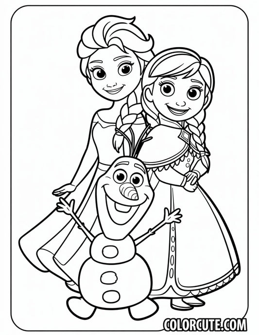 Frozen Hugging Family Coloring Pages | Free PDF Printables