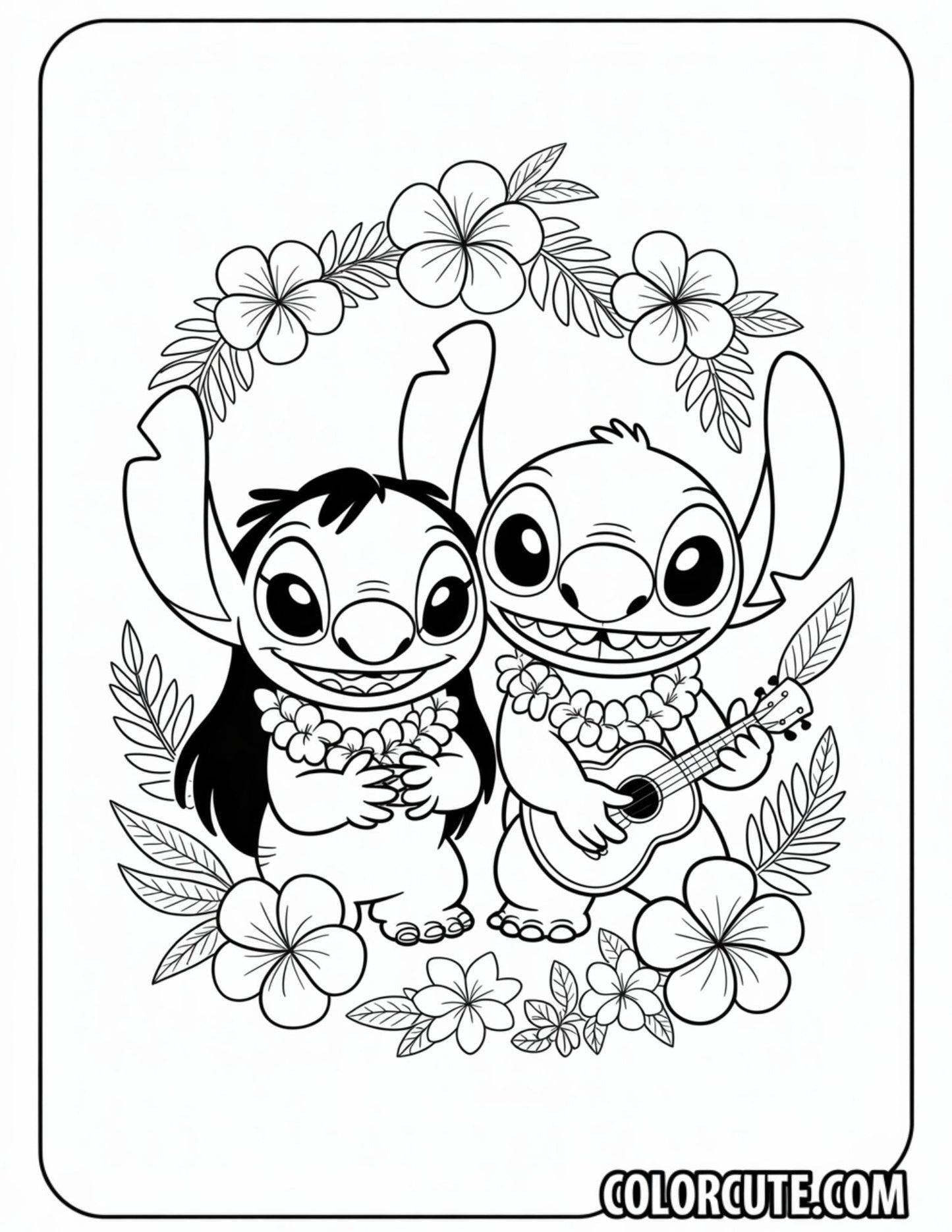 Hula Lilo and Stitch Coloring Pages | Free PDF Printables