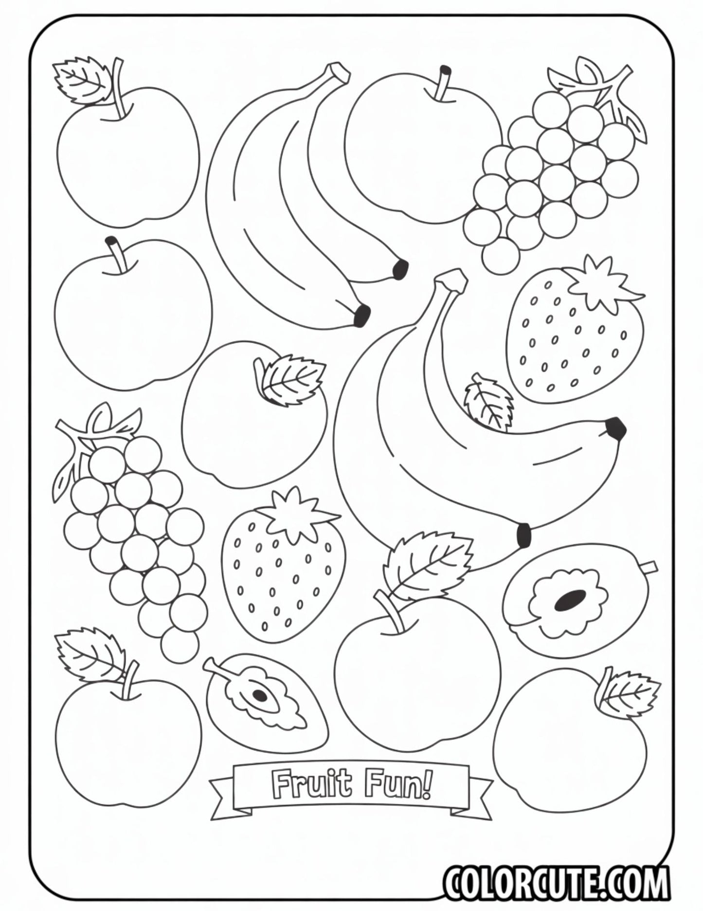 Mixed Fruits Coloring Page | Free PDF Printables